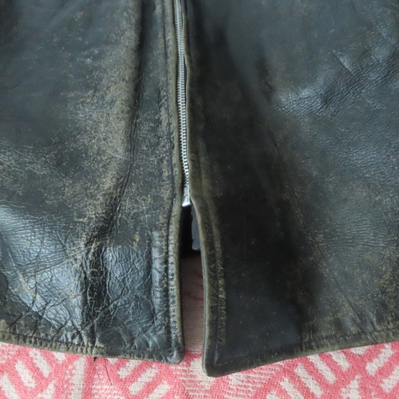 60s Brooks Cafe Racer Leather Distressed Motorcycle Biker Talon Jacket patches - Picture 2 of 11